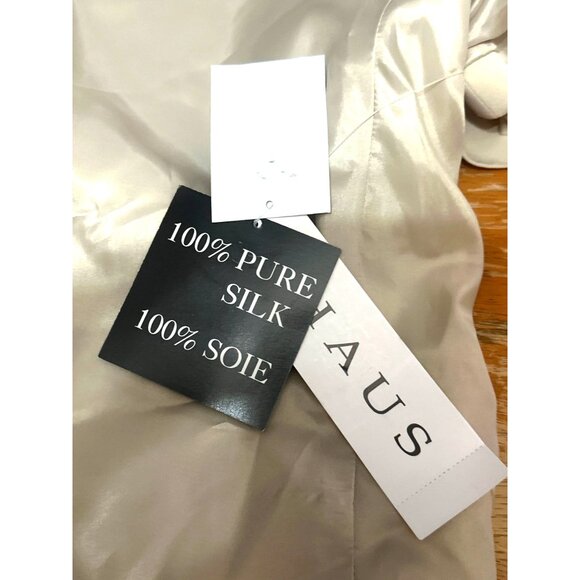 Chaus Silk Jacket Size 16 Vintage Y2K Sand Neutral Short Sleeve Blazer City Chic - Picture 9 of 10